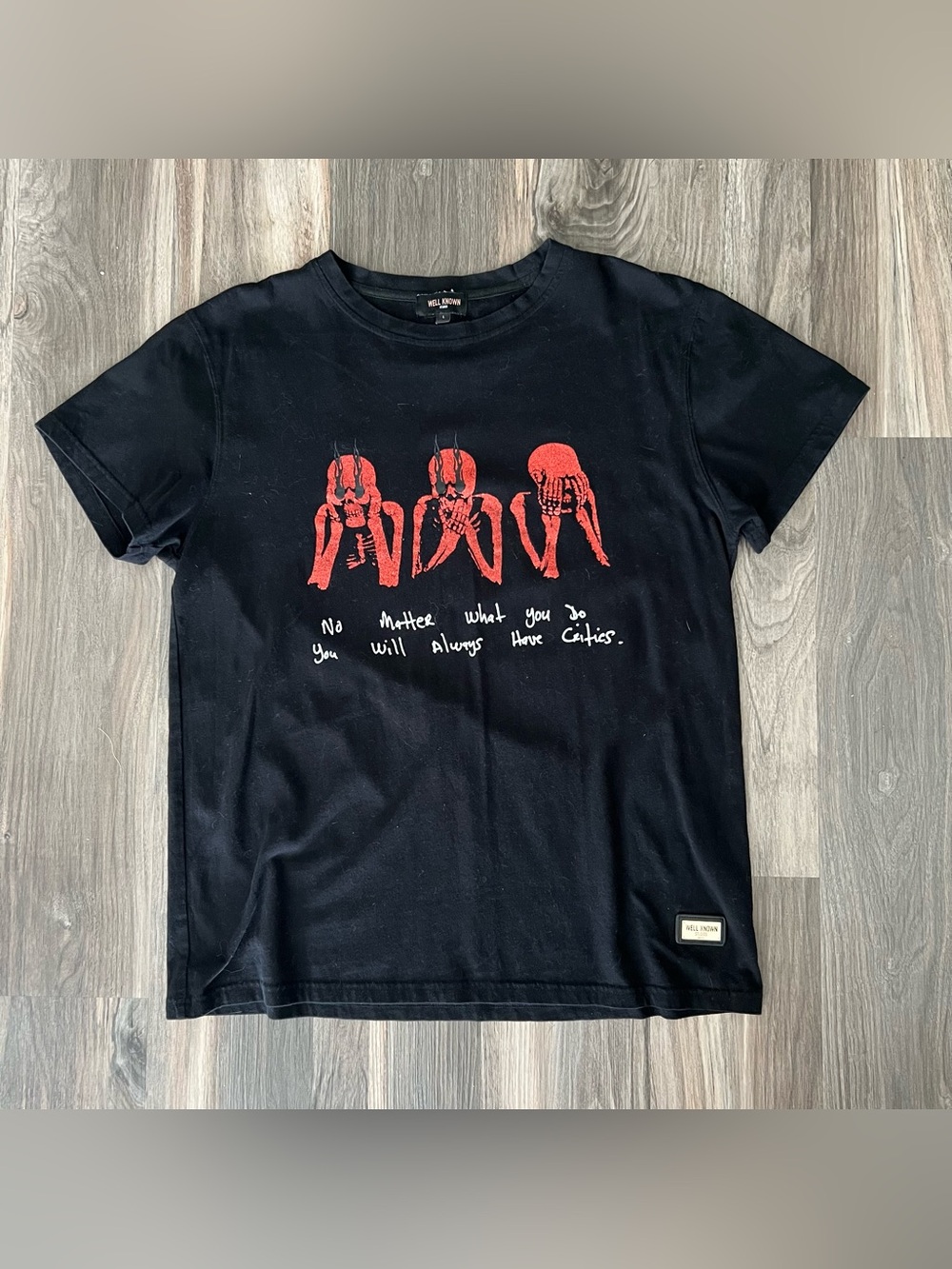 Men's Black Short Sleeve Tee with Red Graphic